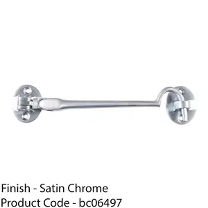 Lightweight Cabin Hook & Eye Satin Chrome 102mm Arm Cabinet Hatch Lock