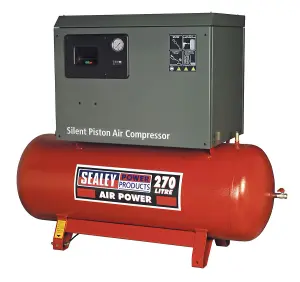 Sealey Compressor 270L Belt Drive 7.5hp 3ph 2-Stage with Cast Cylinders Low Noise SAC72775BLN