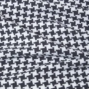 Homescapes Black Houndstooth 100% Cotton Bedspread Throw, 150cm x 200cm