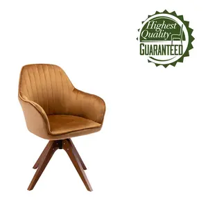 Upholstered Swivel Dining Chair Champagne Velvet