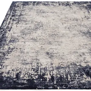 Navy Abstract Luxurious Modern Easy To Clean Rug For Dining Room Bedroom & Living Room-160cm X 230cm