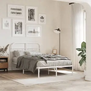 Berkfield Metal Bed Frame without Mattress with Headboard White 120x190cm