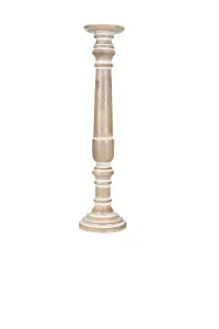 Rustic Antique Carved Wooden Pillar Church Candle Holder Natural, XX Large 63cm high