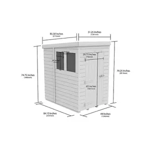 DIY Sheds 4x7 Pent Shed - Single Door Without Windows