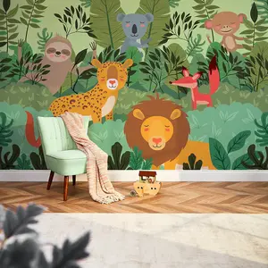 Rumble In The Jungle Mural In Multicoloured (300cm x 240cm)