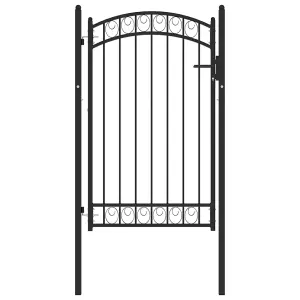 Berkfield Fence Gate with Arched Top Steel 100x150 cm Black