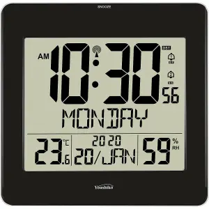 Large Jumbo LCD Radio Controlled Wall Clock  with Temperature and Humidity display  YC8059