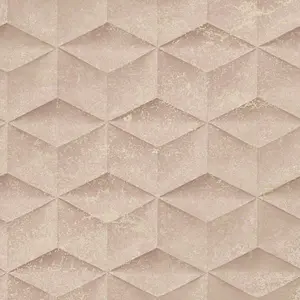 Architectural Concrete Wallpaper In Blush And Gold