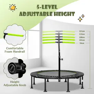 Costway 115CM Folding Trampoline Adults Kids Exercise Trampoline W/ Adjustable Handrail