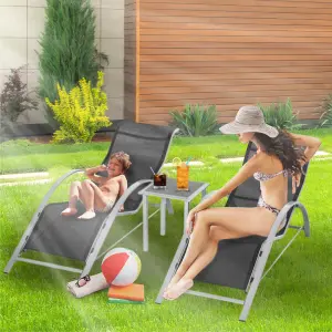 3pc Garden Sun Lounger Set with Table