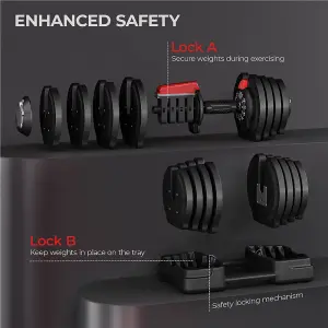 Yaheetech 3-in-1 18KG Quick-Adjust Dumbbell Weight Set with Anti Slip Handle