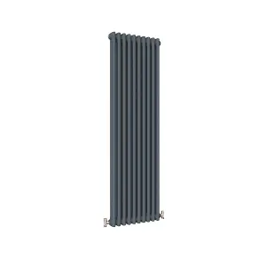 Vertical Anthracite Double Column Radiator (H) 1500mm x (W) 470mm, 5222 BTU.