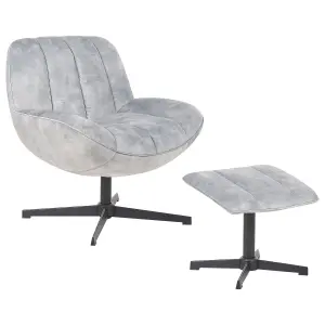 Chair with Footstool LIA with Footstool Velvet Light Grey