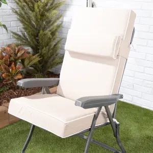 Alfresia Recliner Garden Chair, Charcoal Frame with Taupe Luxury Cushion