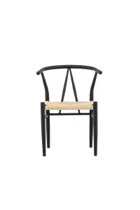 Alfons Black Wooden Rattan Dining Chair , Black