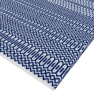 Blue Outdoor Rug, Geometric Stain-Resistant Rug For Patio Decks  2mm Modern Outdoor Area Rug-66 X 240cmcm (Runner)