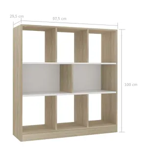 Berkfield Book Cabinet White and Sonoma Oak 97.5x29.5x100 cm Engineered Wood