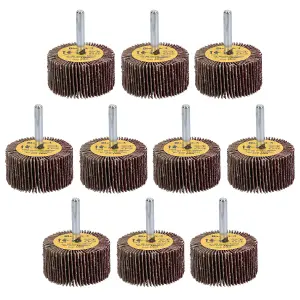 80 Grit 50mm Flap Wheel Disc Abrasive Sanding Pads For Drills 6mm Shank 10pc