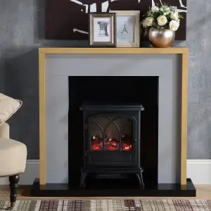 Focal Point Rockford Oak & grey Freestanding Electric Fire suite