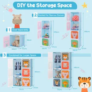 COSTWAY 8-Cube Baby Closet Dresser Portable Kids Wardrobe Children's Storage Organizer