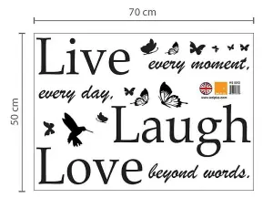 Walplus Huge Flower Blossom Butterflies Children Wall Stickers Live Laugh Love Classic