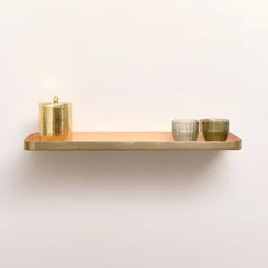 Melody Maison Gold & Peach Enamelled Metal Wall Shelf - 50cm