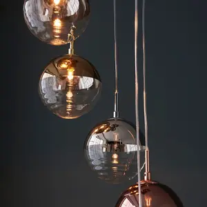 Luminosa Paloma Plate Pendant Ceiling Lamp, Chrome Plate With Chrome, Copper, Gold, Glass