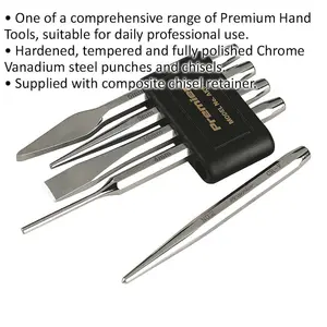 High-Quality 5 Piece Punch & Chisel Set - Durable Chrome Vanadium Steel