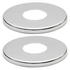 2 x 26mm G3/4 Chrome Tap Shower Pipe Cover High Collar Steel