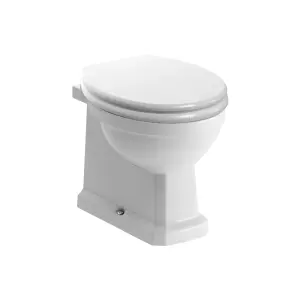 Somerton White Boxed rim Back to wall Toilet pan with Satin Soft close seat