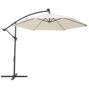 Cantilever Garden Parasol with LED Lights 2.85 m Beige CORVAL