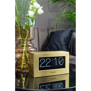 Utilitarian Digital Mechanical Alarm Tabletop Clock in Gold