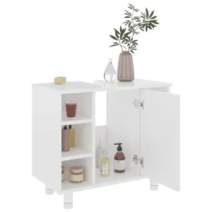 Berkfield Bathroom Cabinet High Gloss White 60x32x53.5 cm Engineered Wood