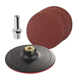 10 x Mixed Grit Hook & Loop 125mm Sanding Discs with Backing Pad & Drill Adaptor