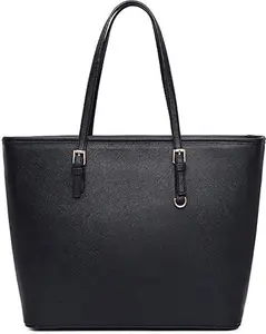 Women Tote Bag Black Handbag: Ladies Handbags Shoulder Bags Large Faux Leather Designer Handbags Top-Handle Bags Purse With Zip Fashion Big