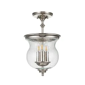 Luminosa Pickering Lane 3 Light Lanterns Pendant Ceiling Light, Polished Nickel