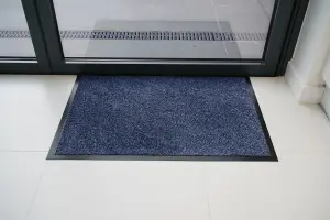 Non Slip Absorbent Dirt Trapper Rubber Edged Door Mats Blue 60x90 cm