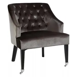 Interiors By Premier Classic Grey Velvet Chair, Mid Century Design Comfortable Armchair, Velvet Upholstered Modern Armchair