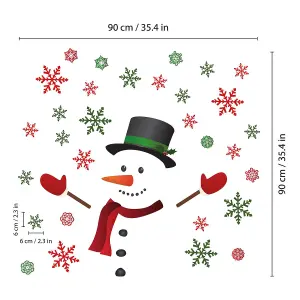 Happy Snowman With Colourful Snowflakes Wall Stickers Living room DIY Home Decorations