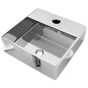 Berkfield Wash Basin with Faucet Hole 38x30x11.5 cm Ceramic Silver