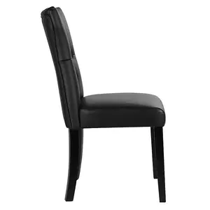 Dining Chair Set of 2 Black PU Leather High Backrest Dining Chairs