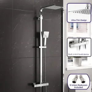 Nes Home Modern Square Exposed Thermostatic Mixer Shower Set Shower Head and Handheld