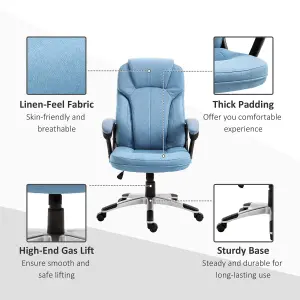 Vinsetto Linen Executive Office Chair Height Adjustable Swivel Chair, Blue