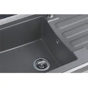 Liquida VG10GR 1.0 Bowl Composite Reversible Inset Grey Kitchen Sink With Waste