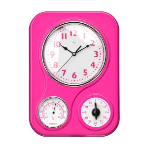 Maison by Premier Hot Pink Timer/Temperature Display Wall Clock