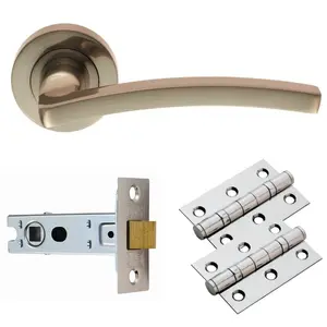 Gamal Latch Door Handle (Set of 2) Satin Nickel