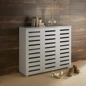 Home Source Oslo 3 Door Shoe Storage Cabinet Unit Grey