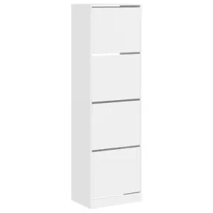 Berkfield Shoe Cabinet with 4 Flip-Drawers White 60x42x204 cm