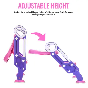 HILLINGTON Padded Potty Toilet Seat - Adjustable Baby Toddler Kid Toilet Trainer with One Step Stool Ladder for Children - Purple