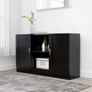 120 Cm Wide Sideboard Black